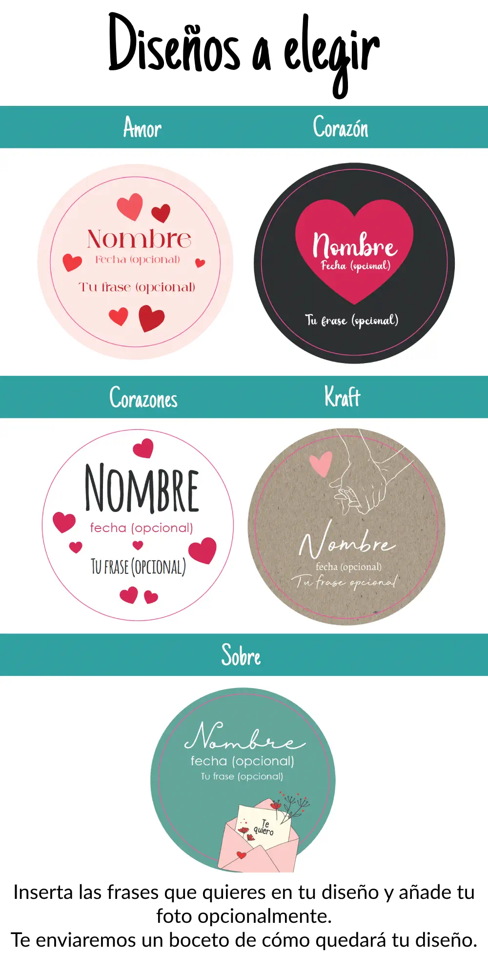 size chart diseños redondos san valentín